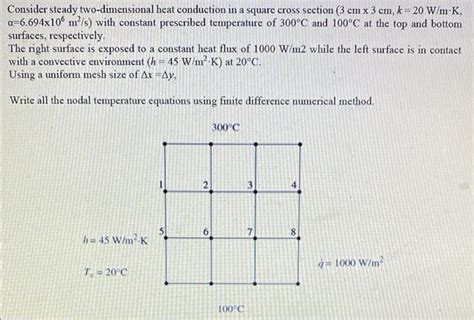 Solved Consider Steady Two Dimensional Heat Conduction In A Chegg