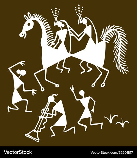 traditional warli painting  northern vector image