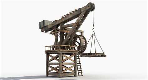 3d model old wooden crane