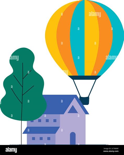 hot air balloon house and tree vector design Stock Vector Image & Art - Alamy