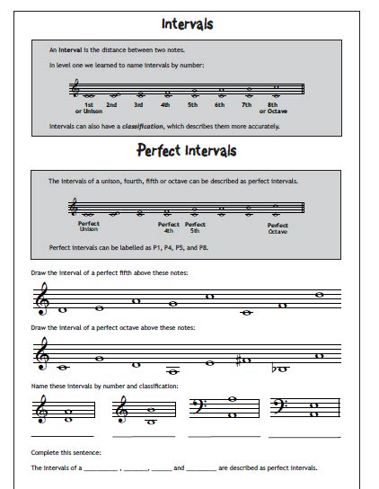 Identifying Basic Intervals Music Theory Worksheet Printable Etsy