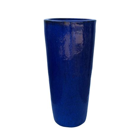 Vaso Vietnamita Andria Vitrificado Azul Decore Bem Rio