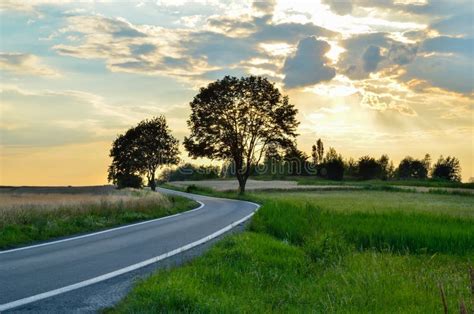 Summer Evening Landscape Stock Image Image Of Clouds 97812259