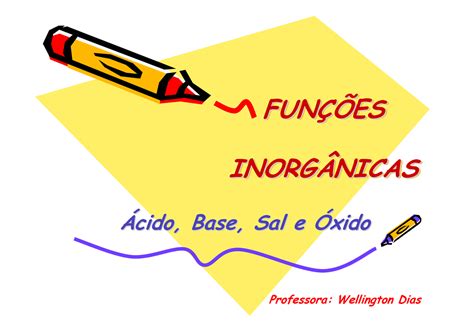 Funções Inorgânicas Ácido Base Sal E Óxido Professora Wellington