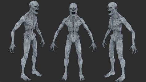 ghoul monster  poly game ready rigged turbosquid
