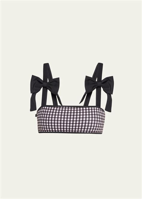 Caroline Constas Matty Gingham Bikini Top Bergdorf Goodman