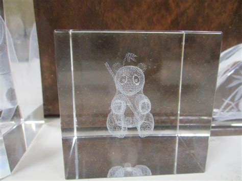 3D Laser Etched Crystal Glass Cubes EstateSales Org