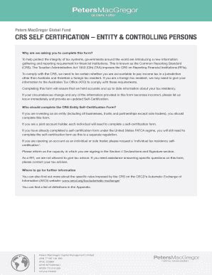 Fillable Online Crs Self Certification Entity Controlling Persons