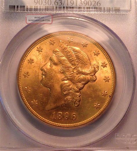 1896 S 20 Gold Liberty Double Eagle Pcgs Ms63 Graded Coin Scarce