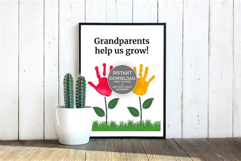 Grandparent's Day Printable Flower DIY Grandparent's | Etsy