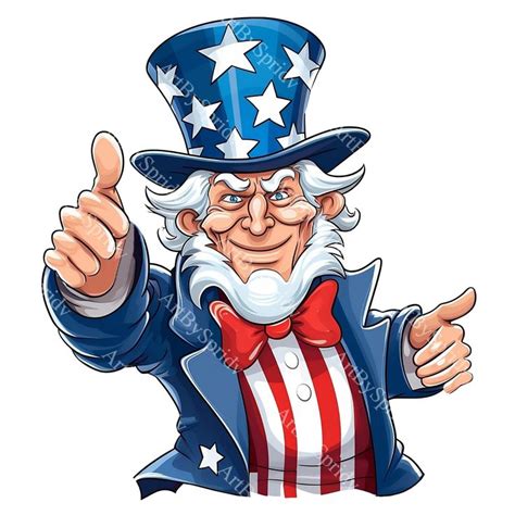 Uncle Sam Clipart Patriotic Sublimation PNG USA Flag Themed Digital