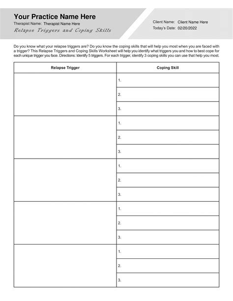 Relapse Triggers And Coping Skills Worksheet Pdf