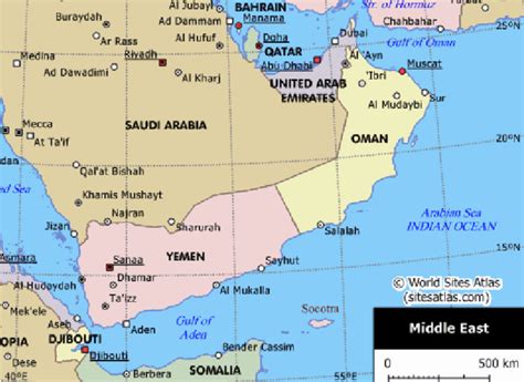 The Gulf region countries with their geographical co-ordinates ...