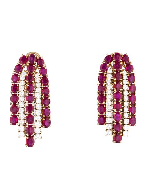 Ruby & Diamond Dangle Earrings - Earrings - FJE24791 | The RealReal