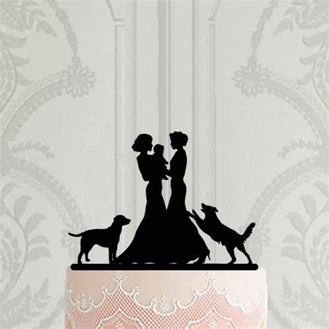 Custom Lesbian Wedding Cake Topper Same Sex Cake Topper With Baby And