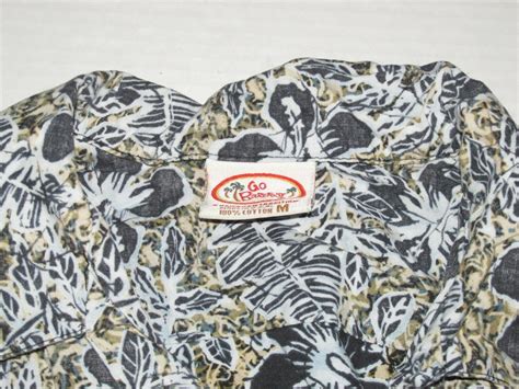 Vintage Go Barefoot Hawaiian Floral Button Up Shirt S… Gem