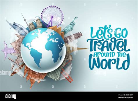 Let S Go Travel Around The World Vector Design Travel And Tourism With