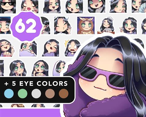 Super Bundle Emotes Alexis Vanilla Skin Black Hair Cute Chibi Girl