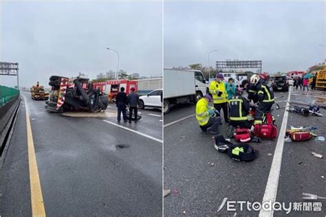 水泥車國道「壓扁轎車」影片曝！左右搖晃翻覆撞5車 1人命危 Ettoday社會新聞 Ettoday新聞雲