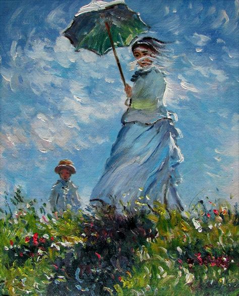 Claude Monet Woman With A Parasol Repro Quality Hand Painted Oil