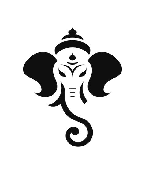 El Se Or Ganesha Dios Hind Silueta Mascota Vector Vector Premium