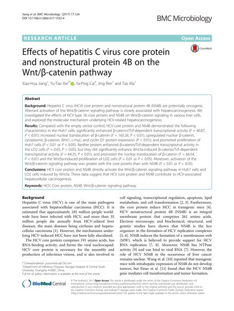 PDF Effects Of Hepatitis C Virus Core Protein And Nonstructural