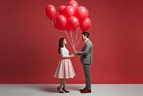 Premium Photo Valentines Day Romantic Couple With Balloons