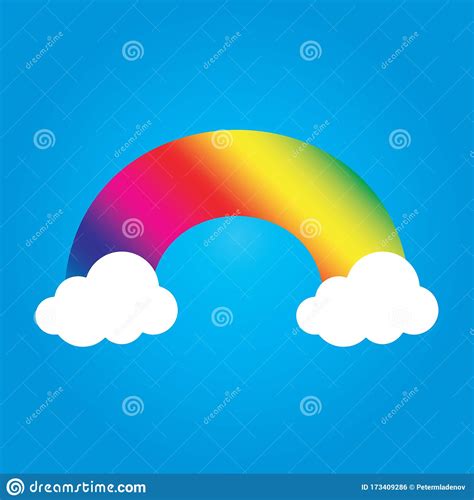 Color Gradient Rainbow With White Clouds Vector Illustration Stock