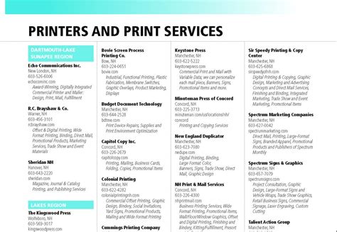 List Of Printers And Print Services Nh Business Review