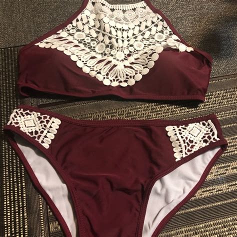 Swim Crochet Highneck Halter Lace Bikini Poshmark