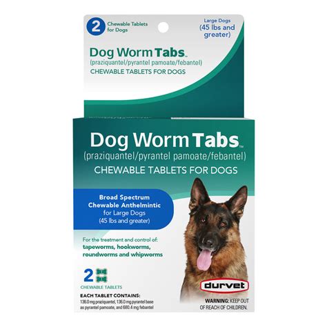 Durvet Dog Worm Chewable Tablets 45lb plus : 2ct | Heritage Animal Health