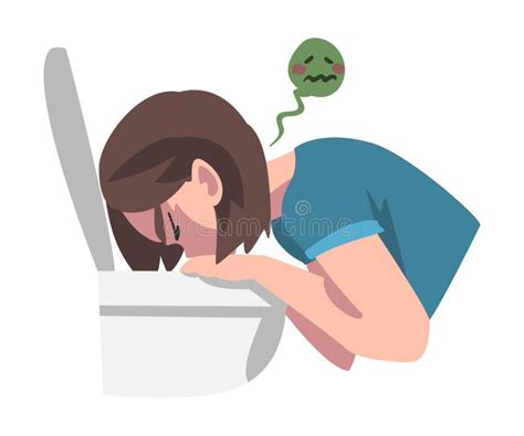 Équipez Le Vomissement Dans La Toilette Illustration De Vecteur Illustration Du Santé