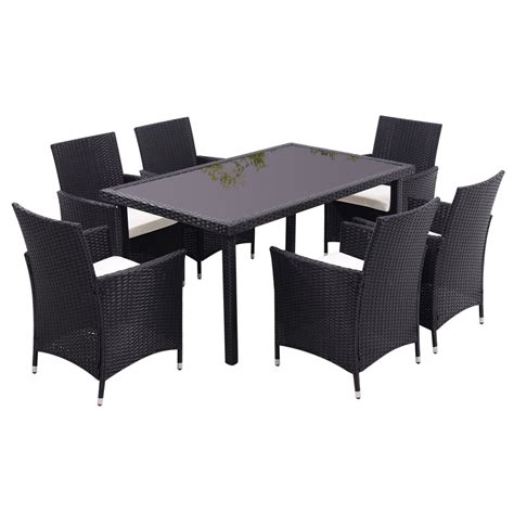 Rattan Garden Dining Set Patio Furniture Glass Table And 4 6 Chairs Outdoor Seat Ebay