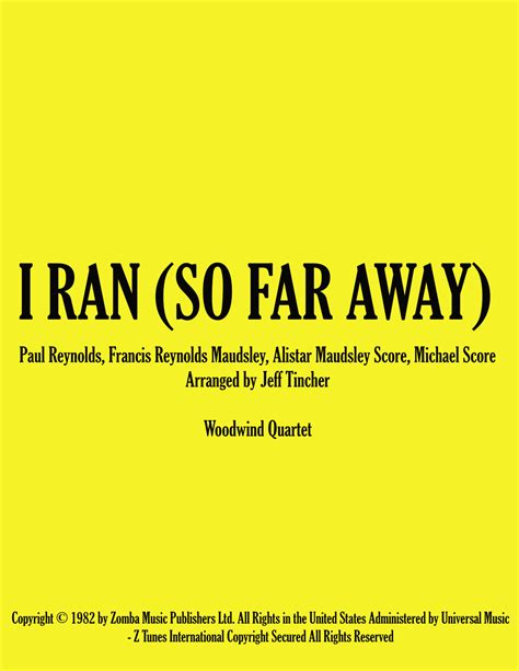 I Ran So Far Away Arr Jeff Tincher By A Flock Of Seagulls Sheet