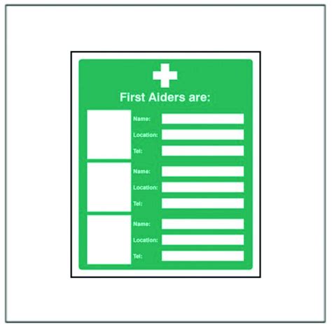 Standard Rigid Adhesive Signs Your First Aiders Spaces Signs