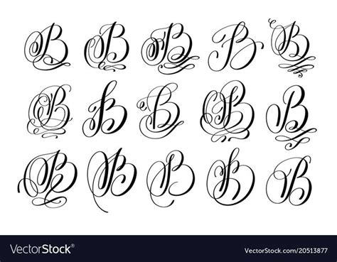 calligraphy lettering script font B set, hand written signature letter ...