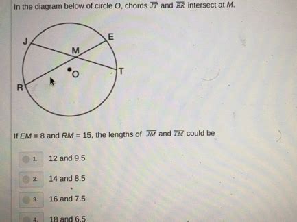 Solved In The Diagram Below Of Circle O Chords Overline Tt And