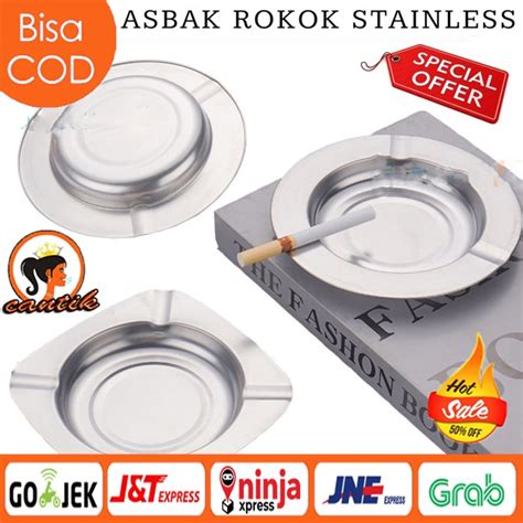 Jual Asbak Rokok Stainless Steel Asbak Seng Bulat Tempat Asbak Rokok