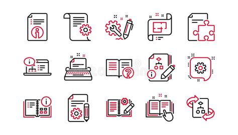 Technical Documentation Line Icons Instruction Plan And Manual