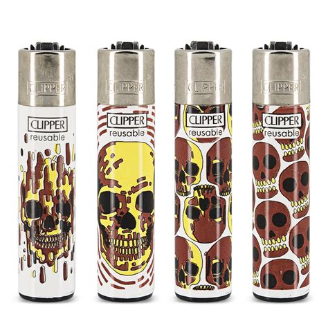 Briquet Clipper Skull Fire X 4 4 50