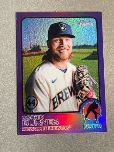 Corbin Burnes Topps Heritage Purple Hot Box Chrome Refractor