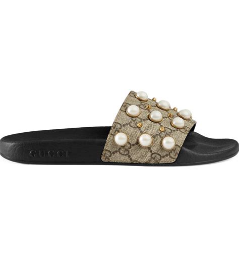 Gucci Pursuit Imitation Pearl Embellished Slide Sandal Women Nordstrom