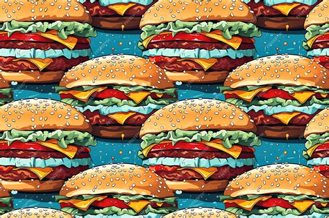 Premium Photo Seamless Pattern With Burgers Hamburgers Cheeseburgers