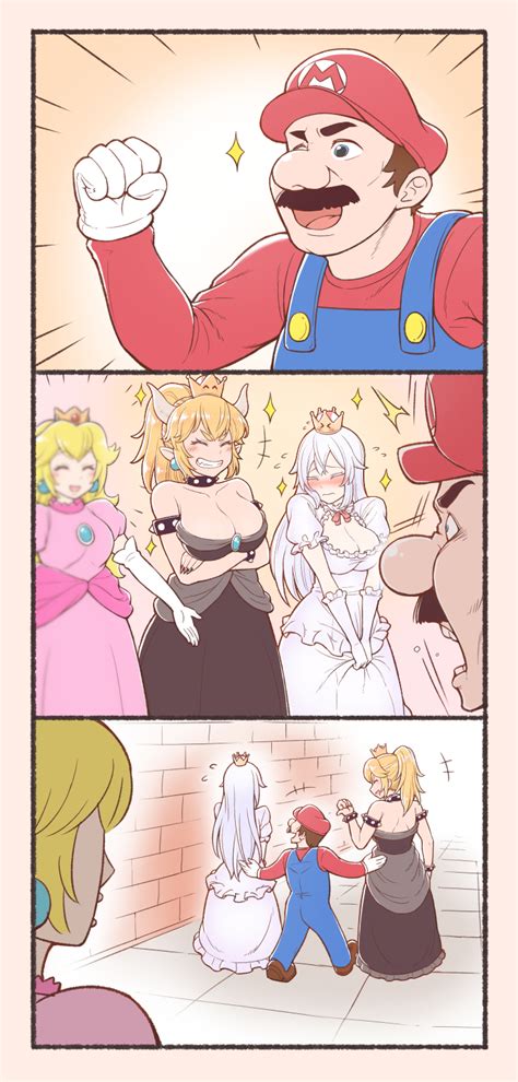 Princess Peach Bowsette Mario And Princess King Boo Mario And 2 Free