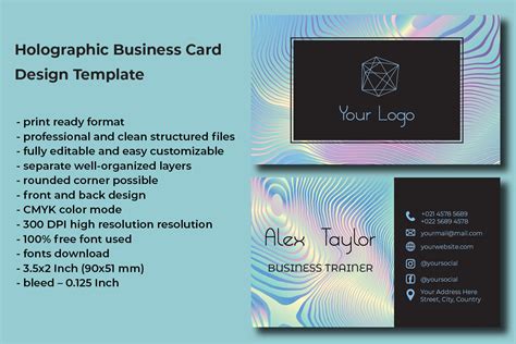 Holographic Business Card Design Template By KseniyaOmega | TheHungryJPEG