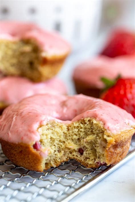 Baked Strawberry Donuts Food With Feeling