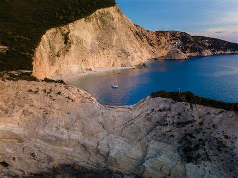 Premium Photo Aerial View Of Yacht At The Bay Porto Katsiki Beach