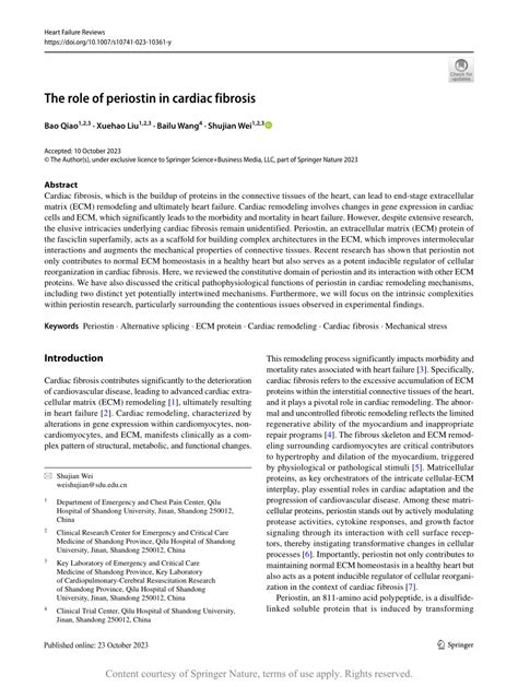 The Role Of Periostin In Cardiac Fibrosis