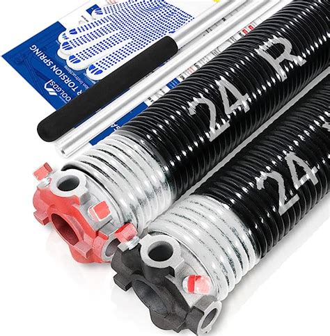 Pair Of 2 Garage Door Torsion Springs Set With Non Slip Winding Bars And Gloves High Quality