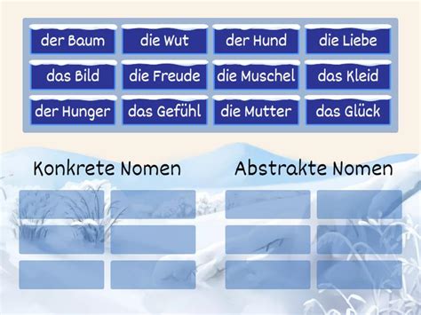 Konkrete Und Abstrakte Nomen Erkennen Group Sort